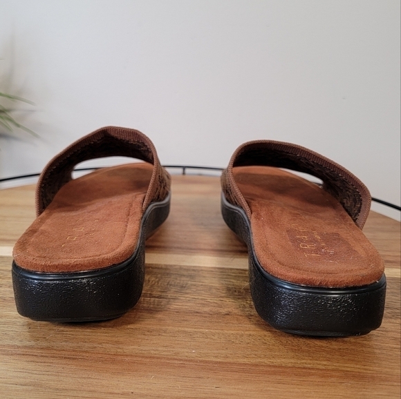 Traq by Alegria Leopard Knit Slide Sandals Comfy Size 36 - Picture 11 of 16
